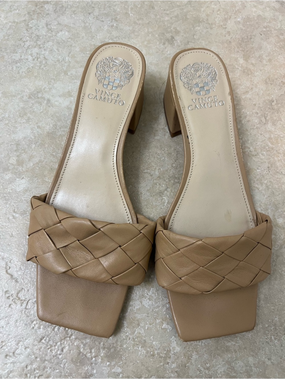 Vince Camuto Tan Braided Leather Slide Sandals 9.5